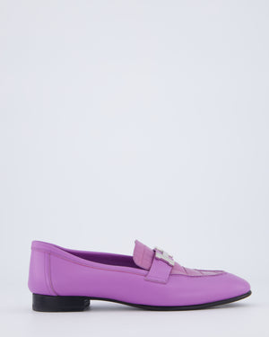 Hermès Paris Loafer in Violet Parme Calfskin & Matte Niloticus Crocodile Leather Size EU 37