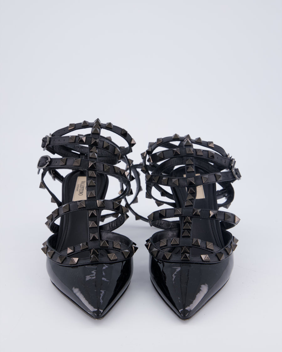 Valentino Black Patent Rockstud Kitten Heels Size EU 38