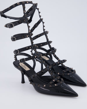 Valentino Black Patent Rockstud Kitten Heels Size EU 38