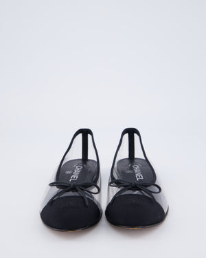 Chanel Black Perspex CC Ballet Flats Size EU 38.5