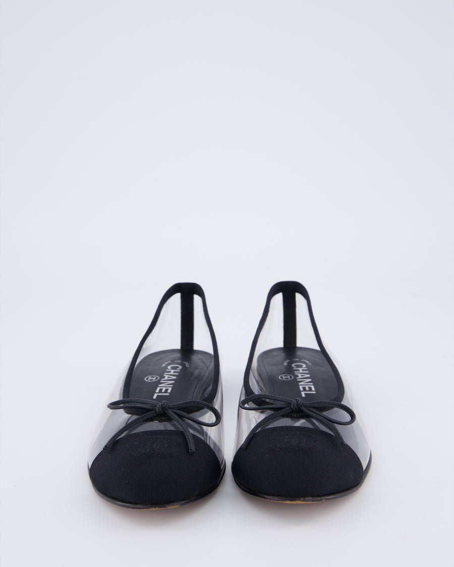Chanel Black Perspex CC Ballet Flats Size EU 38.5