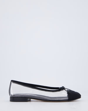 Chanel Black Perspex CC Ballet Flats Size EU 38.5