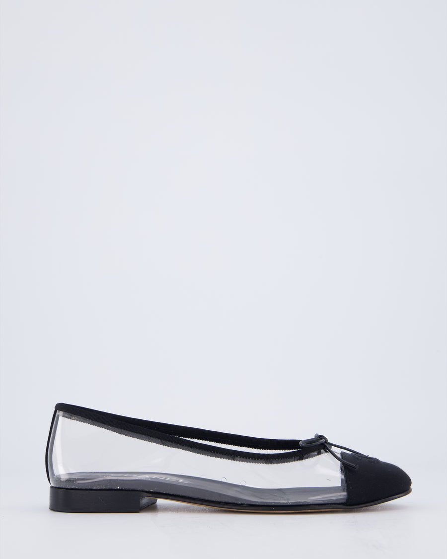 Chanel Black Perspex CC Ballet Flats Size EU 38.5
