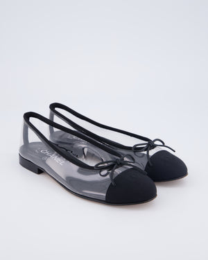 Chanel Black Perspex CC Ballet Flats Size EU 38.5