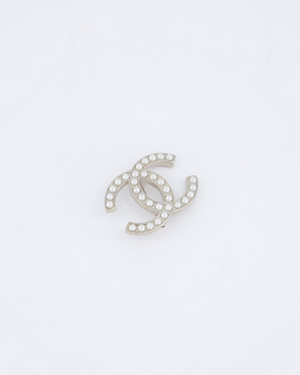 Chanel 13/A Silver Pearl CC Brooch