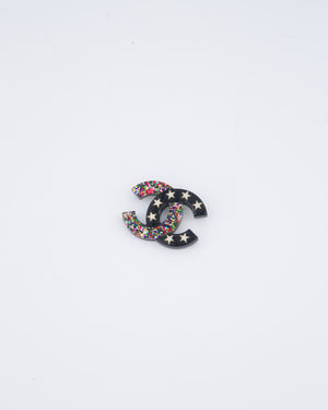 Chanel 17/C Black Resin Glitter Star Brooch