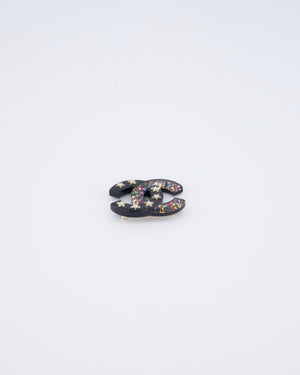 Chanel 17/C Black Resin Glitter Star Brooch