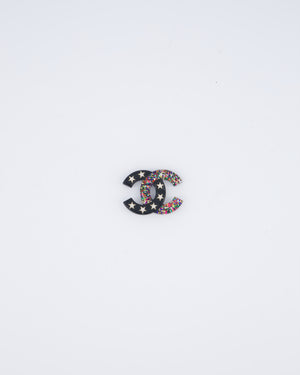 Chanel 17/C Black Resin Glitter Star Brooch