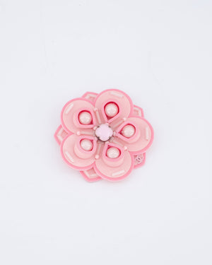 *RARE* Chanel 16/C Pink Camellia Beaded Perspex Brooch