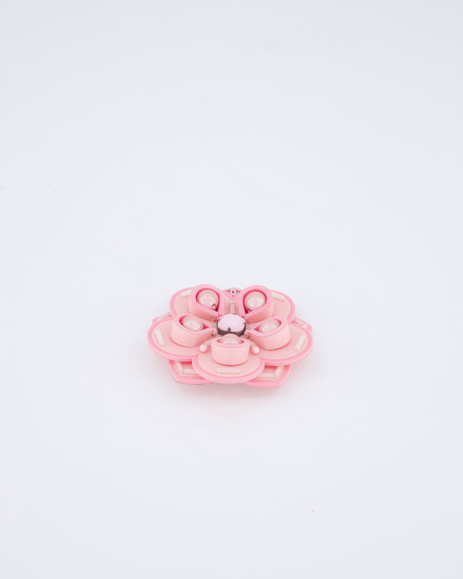 *RARE* Chanel 16/C Pink Camellia Beaded Perspex Brooch