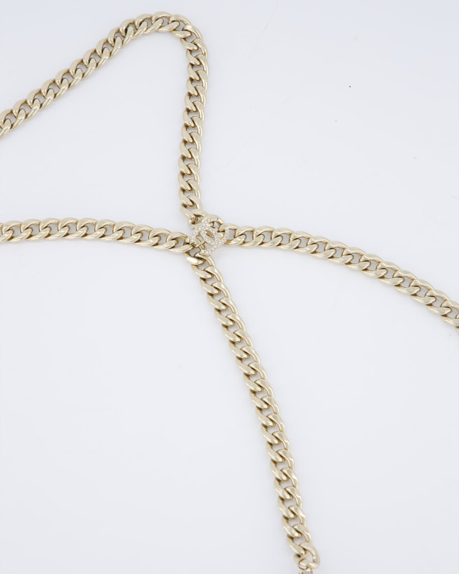 Chanel 23/S Champagne Gold CC No5 Chain Necklace