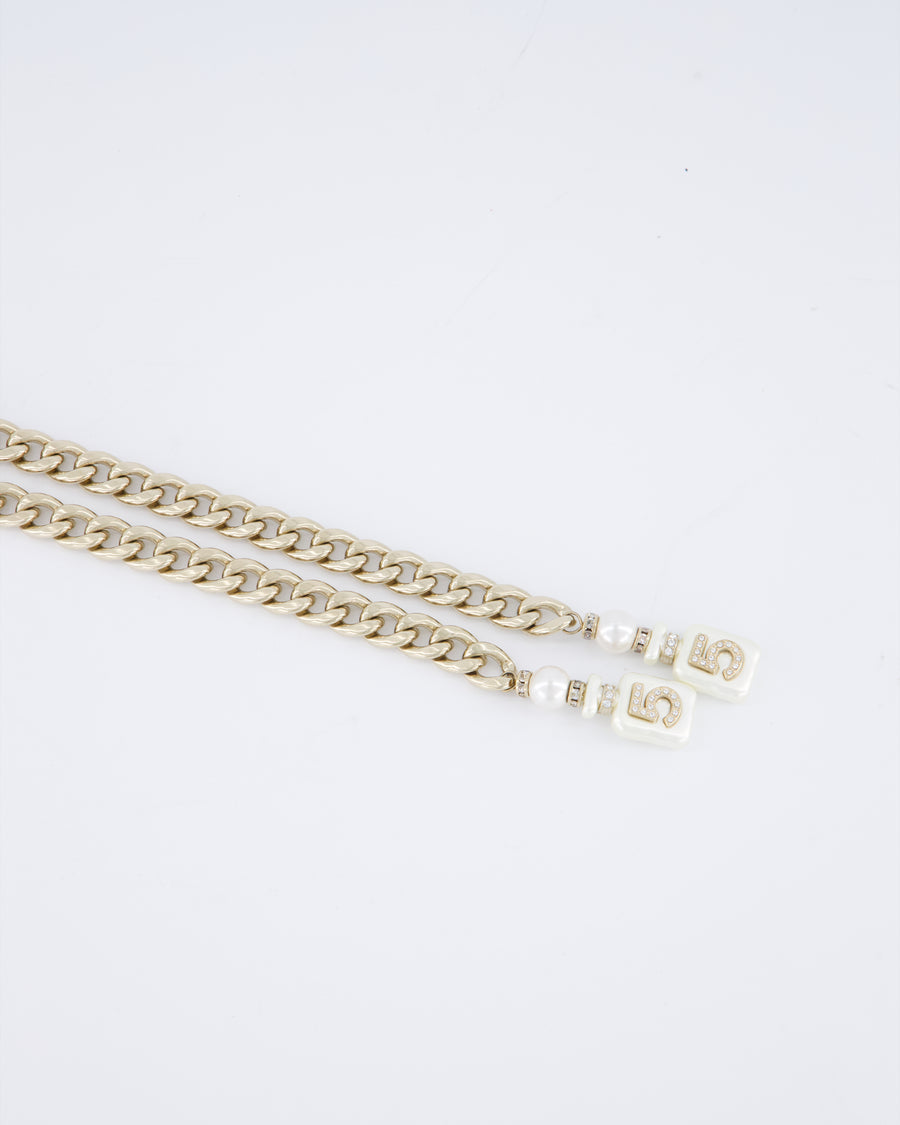 Chanel 23/S Champagne Gold CC No5 Chain Necklace