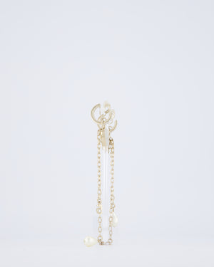 Chanel 23/S Gold Pearl No5 CC Drop Diamante Earrings