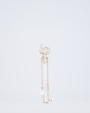 Chanel 23/S Gold Pearl No5 CC Drop Diamante Earrings