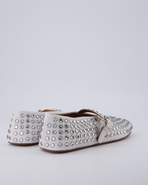 Alaia White Leather Silver Embellished Ballet Flats RRP £950