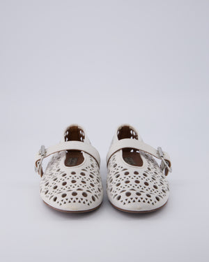 Alaia White Vienne Laser-Cut Leather Ballet Flats Size EU 37 RRP £890