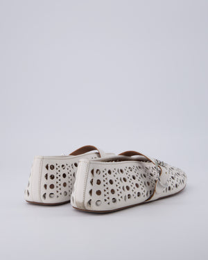 Alaia White Vienne Laser-Cut Leather Ballet Flats Size EU 37 RRP £890