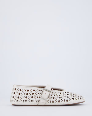 Alaia White Vienne Laser-Cut Leather Ballet Flats Size EU 37 RRP £890