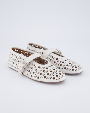 Alaia White Vienne Laser-Cut Leather Ballet Flats Size EU 37 RRP £890