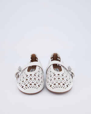 Alaia White Vienne Laser-Cut Leather Ballet Flats Size EU 37 RRP £890