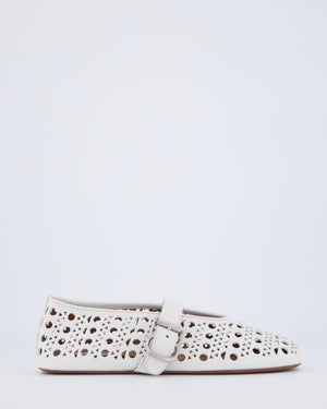 Alaia White Vienne Laser-Cut Leather Ballet Flats Size EU 37 RRP £890