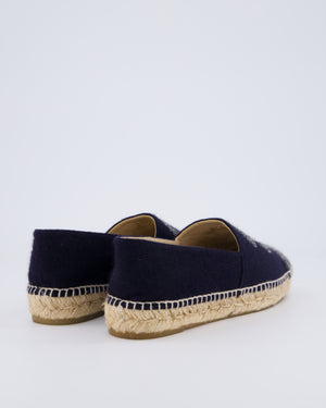 Chanel Navy, Grey Wool Espadrille CC Logo Size EU 39