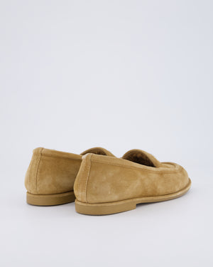 Chanel Caramel Suede Loafers with CC Logo Shearling Lined Size EU 37C