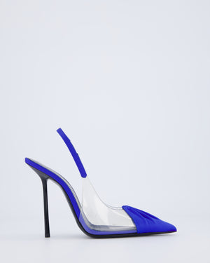 Saint Laurent Electric Blue Chica 115 Satin Slingback Heel Size EU 37