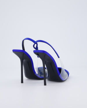 Saint Laurent Electric Blue Chica 115 Satin Slingback Heel Size EU 37