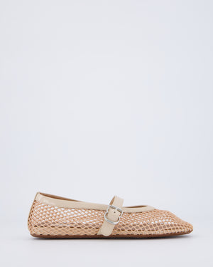 Alaia Beige Mesh, Patent Leather Ballet Flats Size EU 37 RRP £690