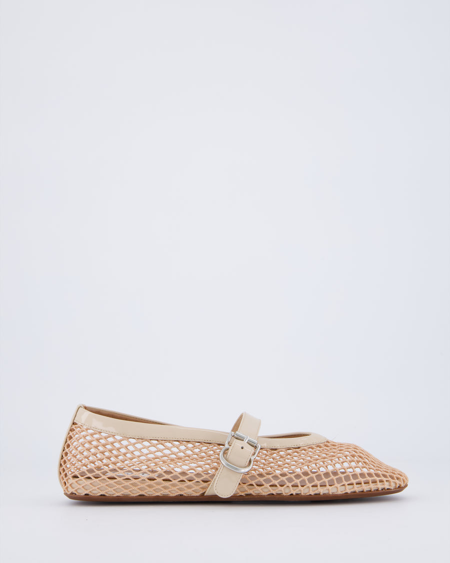 Alaia Beige Mesh, Patent Leather Ballet Flats Size EU 37 RRP £690