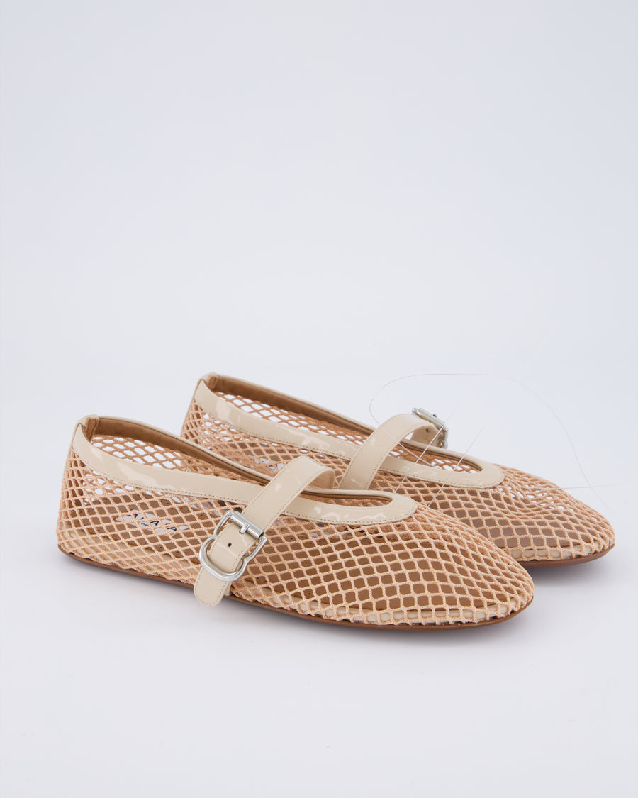 Alaia Beige Mesh, Patent Leather Ballet Flats Size EU 37 RRP £690