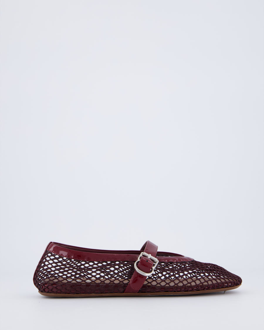 Alaia Burgundy Patent Leather Mesh Ballet Flats Size EU 37 RRP £690