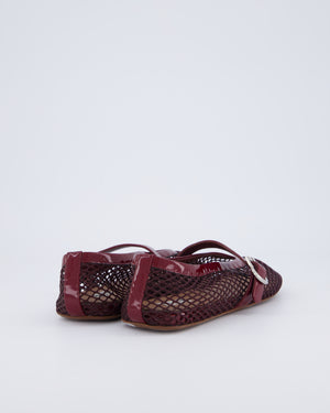Alaia Burgundy Patent Leather Mesh Ballet Flats Size EU 37 RRP £690