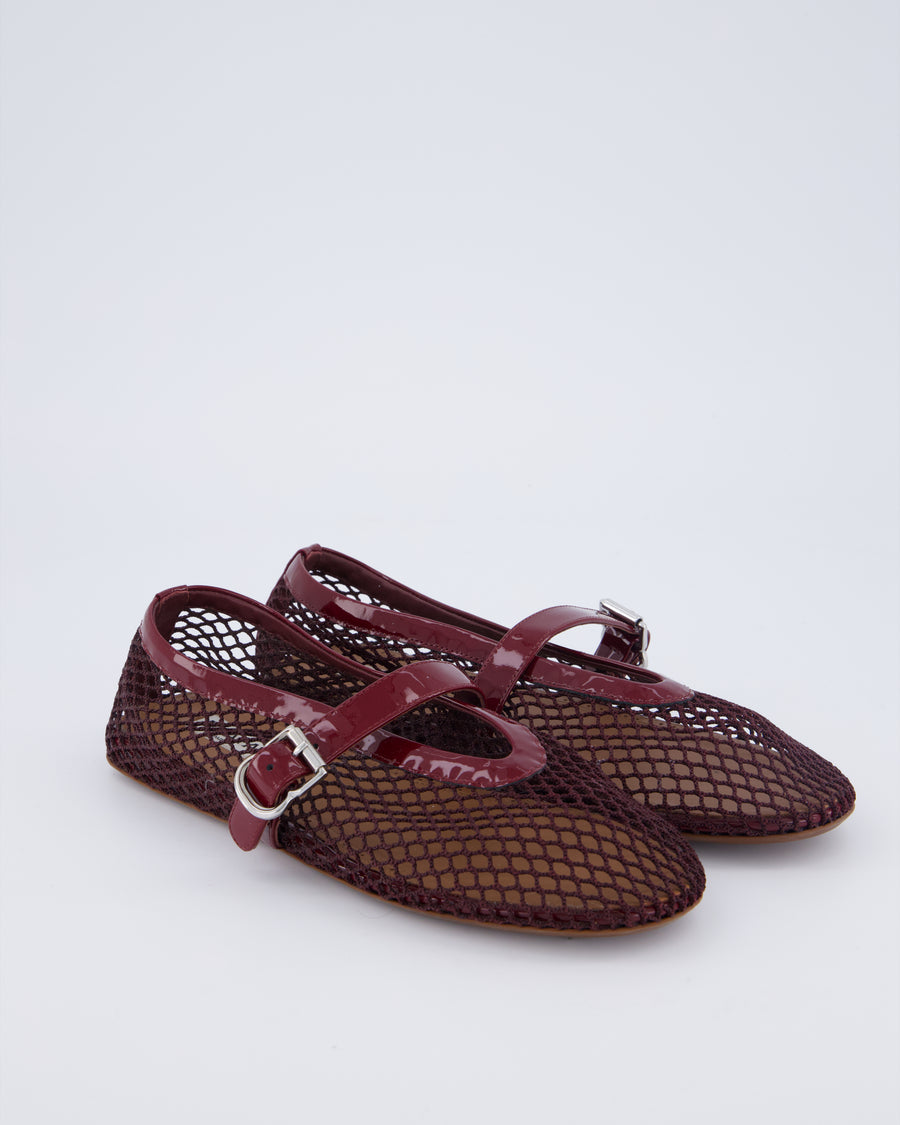 Alaia Burgundy Patent Leather Mesh Ballet Flats Size EU 37 RRP £690