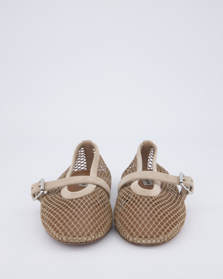 Alaia Beige Suede Mesh Ballet Flats Size EU 37 RRP £690