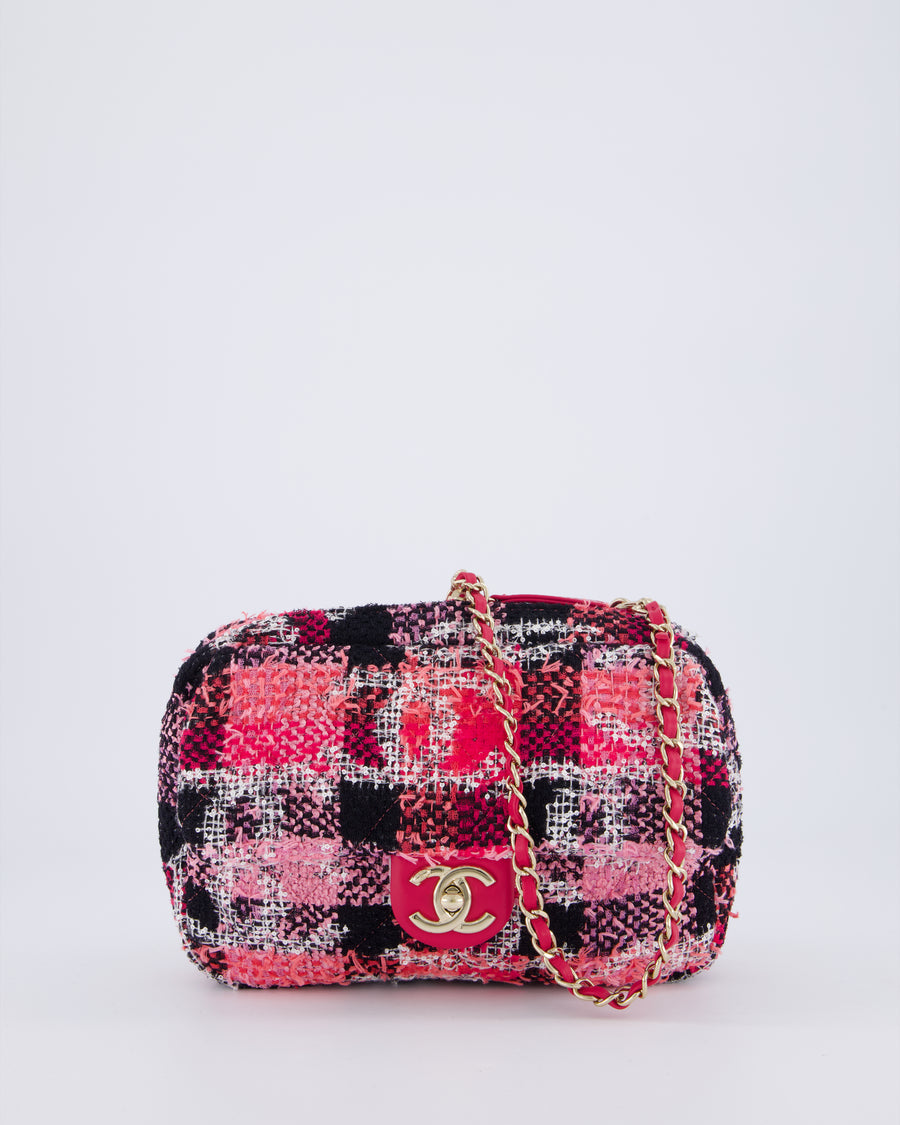 Chanel Pink & Black Coco Beach Convertible CC Flap Tote Bag with Champagne Gold Hardware
