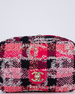 Chanel Pink & Black Coco Beach Convertible CC Flap Tote Bag with Champagne Gold Hardware
