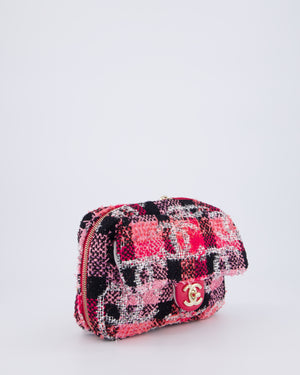 Chanel Pink & Black Coco Beach Convertible CC Flap Tote Bag with Champagne Gold Hardware