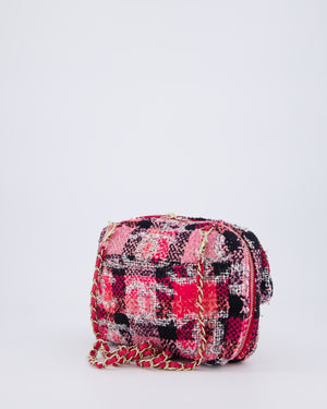 Chanel Pink & Black Coco Beach Convertible CC Flap Tote Bag with Champagne Gold Hardware