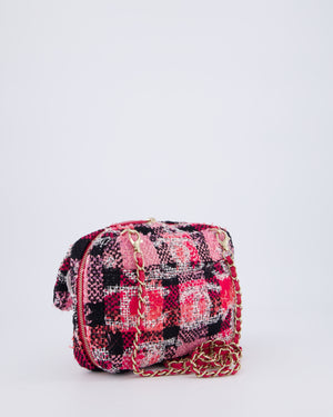 Chanel Pink & Black Coco Beach Convertible CC Flap Tote Bag with Champagne Gold Hardware