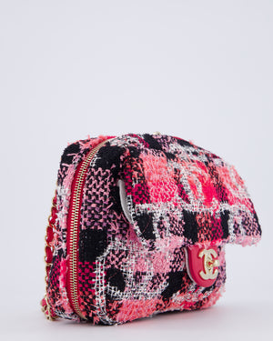 Chanel Pink & Black Coco Beach Convertible CC Flap Tote Bag with Champagne Gold Hardware