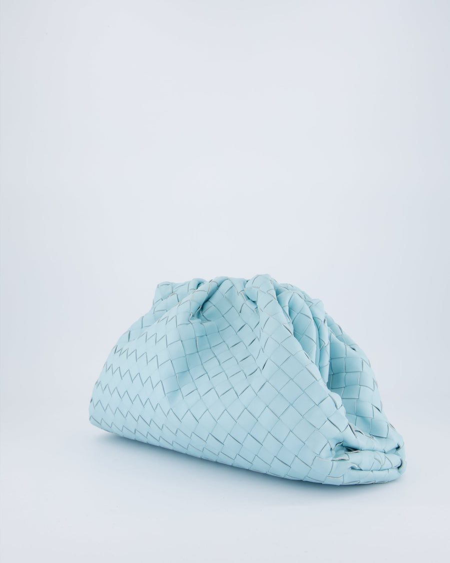 Bottega Veneta Pastel Blue Intrecciato Leather Clutch Bag