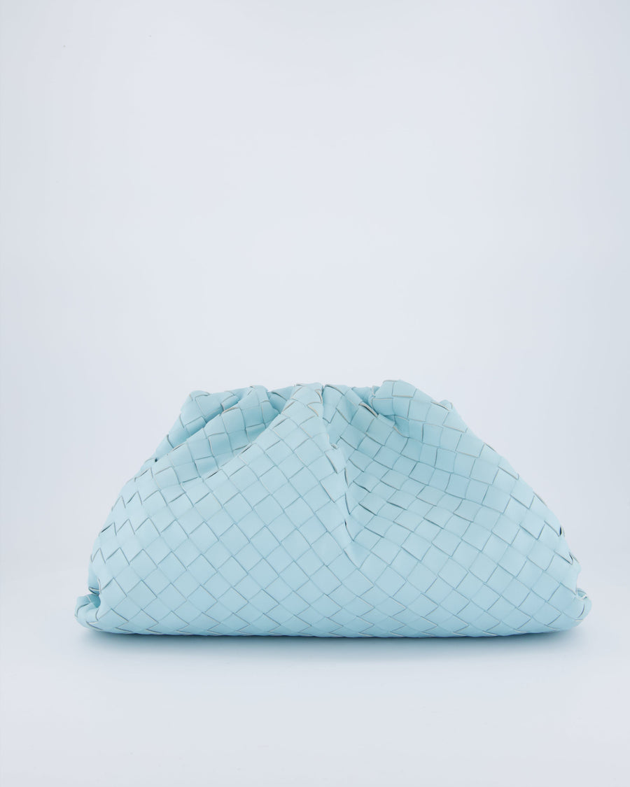 Bottega Veneta Pastel Blue Intrecciato Leather Clutch Bag