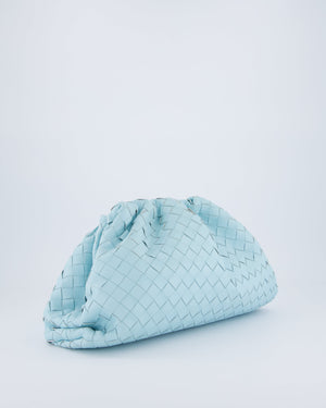 Bottega Veneta Pastel Blue Intrecciato Leather Clutch Bag