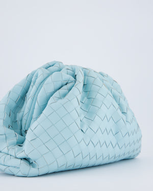Bottega Veneta Pastel Blue Intrecciato Leather Clutch Bag