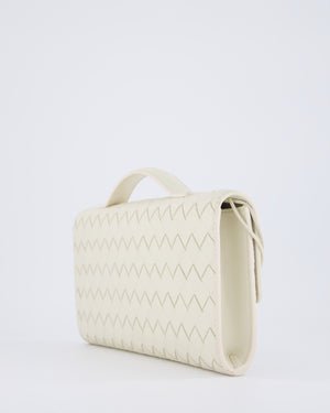 Bottega Veneta Sea Salt Andiamo Intrecciato Leather Clutch Bag with Gold Hardware RRP £2,850
