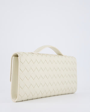 Bottega Veneta Sea Salt Andiamo Intrecciato Leather Clutch Bag with Gold Hardware RRP £2,850