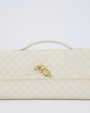 Bottega Veneta Sea Salt Andiamo Intrecciato Leather Clutch Bag with Gold Hardware RRP £2,850