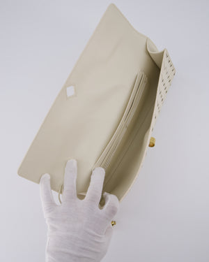 Bottega Veneta Sea Salt Andiamo Intrecciato Leather Clutch Bag with Gold Hardware RRP £2,850